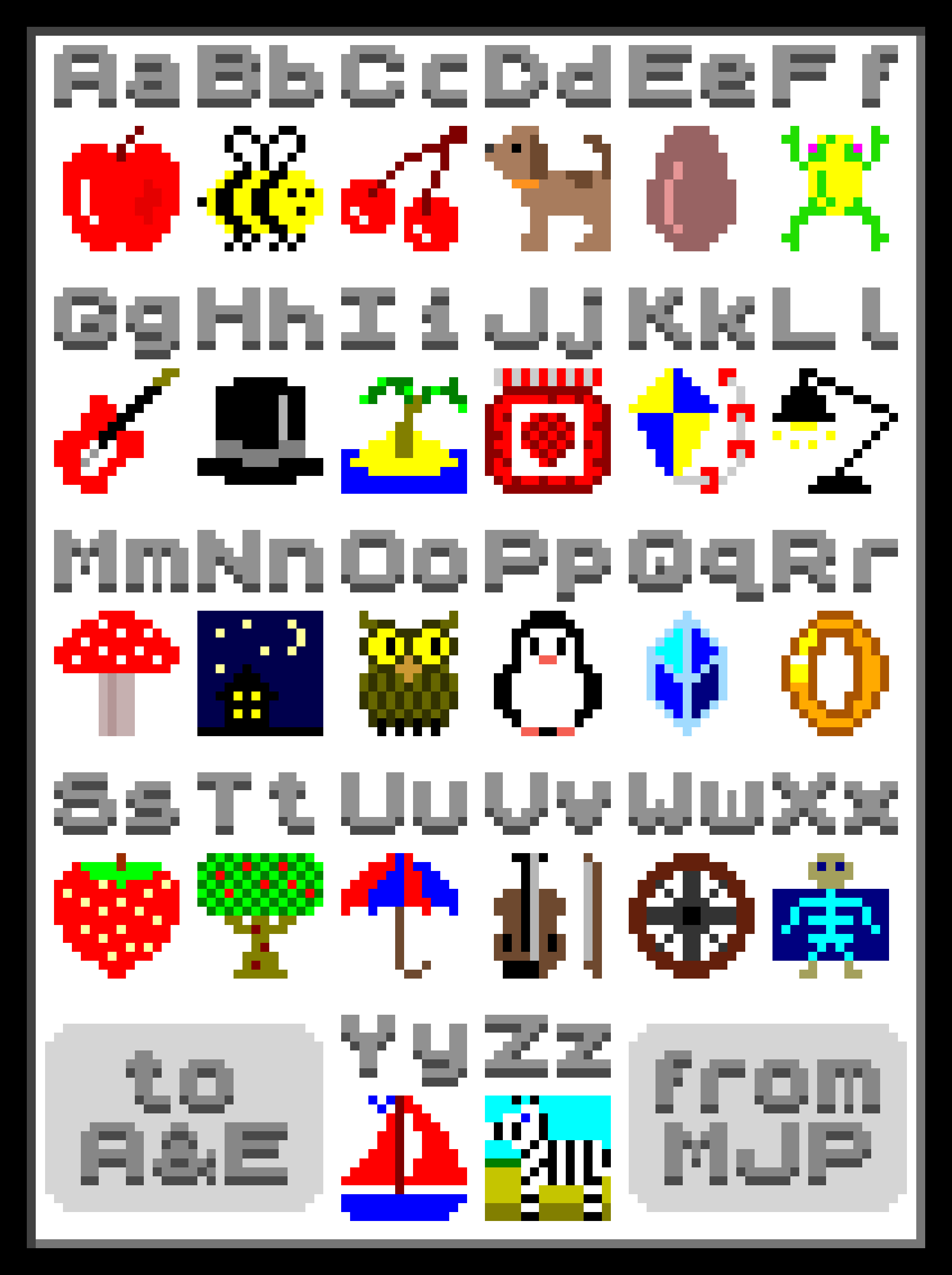 Pixel Art Alphabet Chart